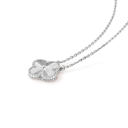 [RAFFINE]CLOVER 15MM LASER NECKLACE SILVER