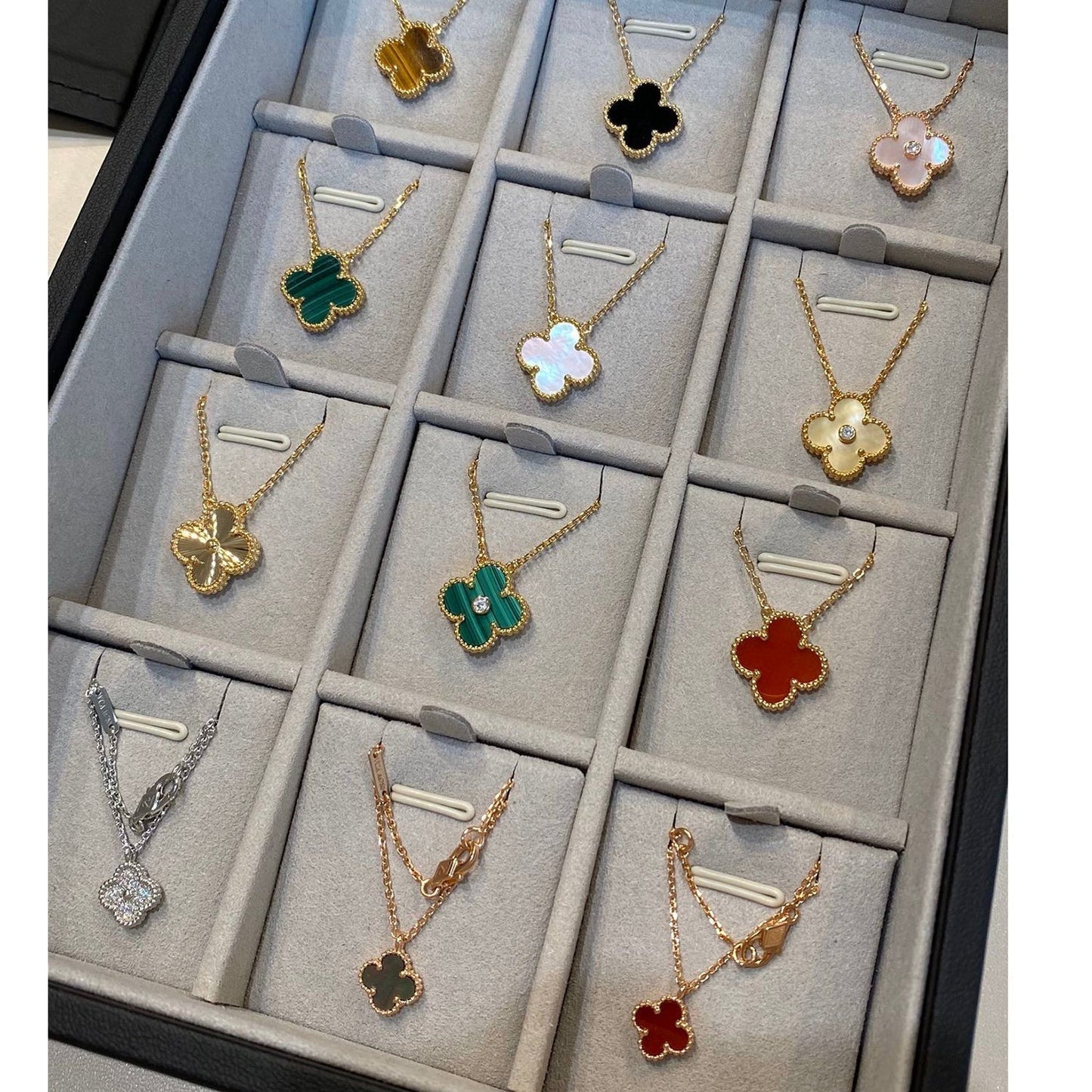 [RAFFINE]CLOVER 15MM LASER NECKLACE SILVER