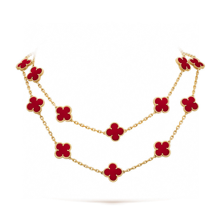 [RAFFINE]CLOVER 20 MOTIFS CARNELIAN NECKLACE
