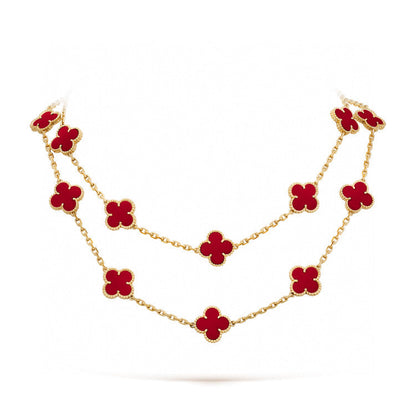 [RAFFINE]CLOVER 20 MOTIFS CARNELIAN NECKLACE