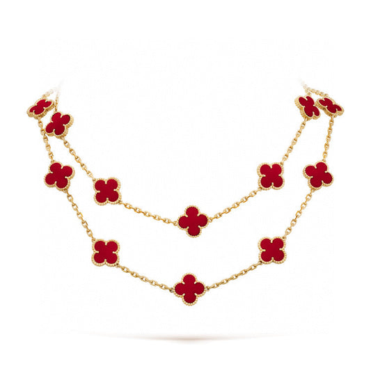 [RAFFINE]CLOVER 20 MOTIFS CARNELIAN NECKLACE