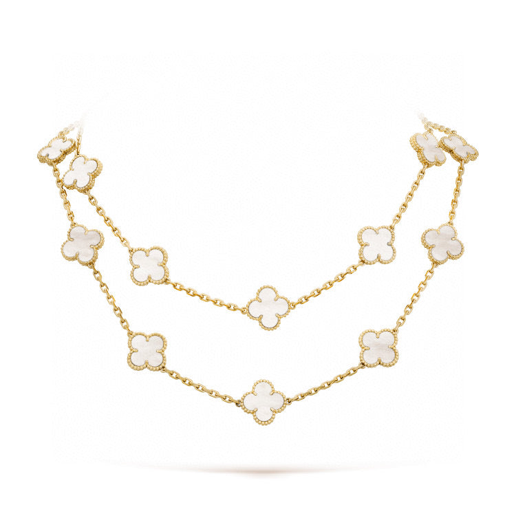[RAFFINE]CLOVER 20 MOTIFS WHITE MOP NECKLACE