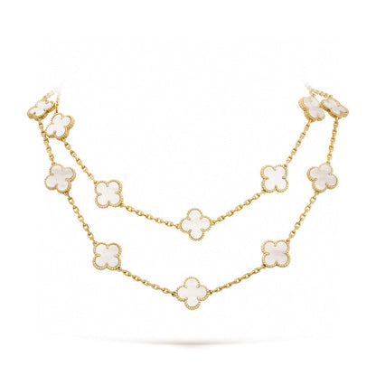 [RAFFINE]CLOVER 20 MOTIFS WHITE MOP NECKLACE