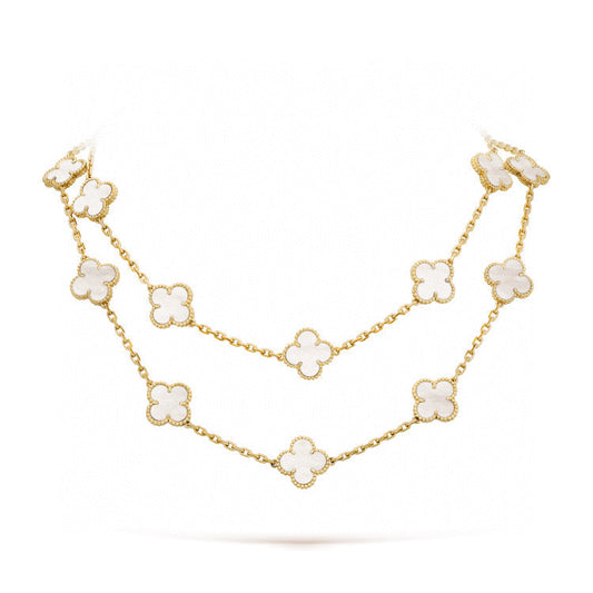 [RAFFINE]CLOVER 20 MOTIFS WHITE MOP NECKLACE