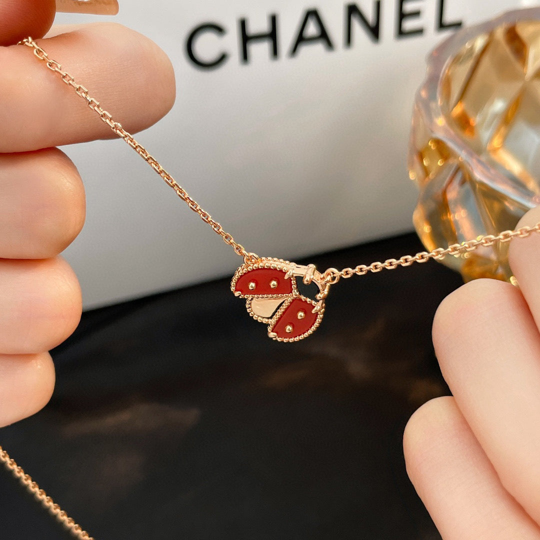 [RAFFINE]LUCKY  CARNELIANS LADYBUG NECKLACE