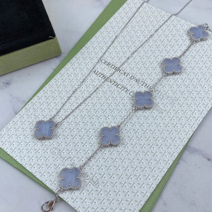 [RAFFINE] CLOVER 5 MOTIF PURPLE CHALCEDONY BRACELET COLLECTION
