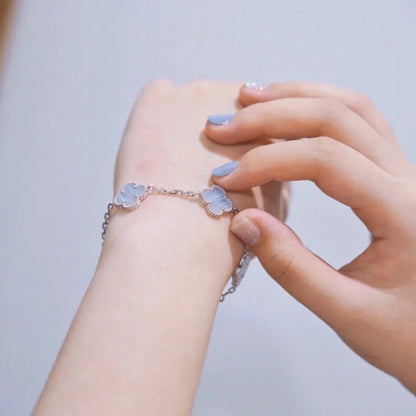 [RAFFINE] CLOVER 5 MOTIF PURPLE CHALCEDONY BRACELET COLLECTION