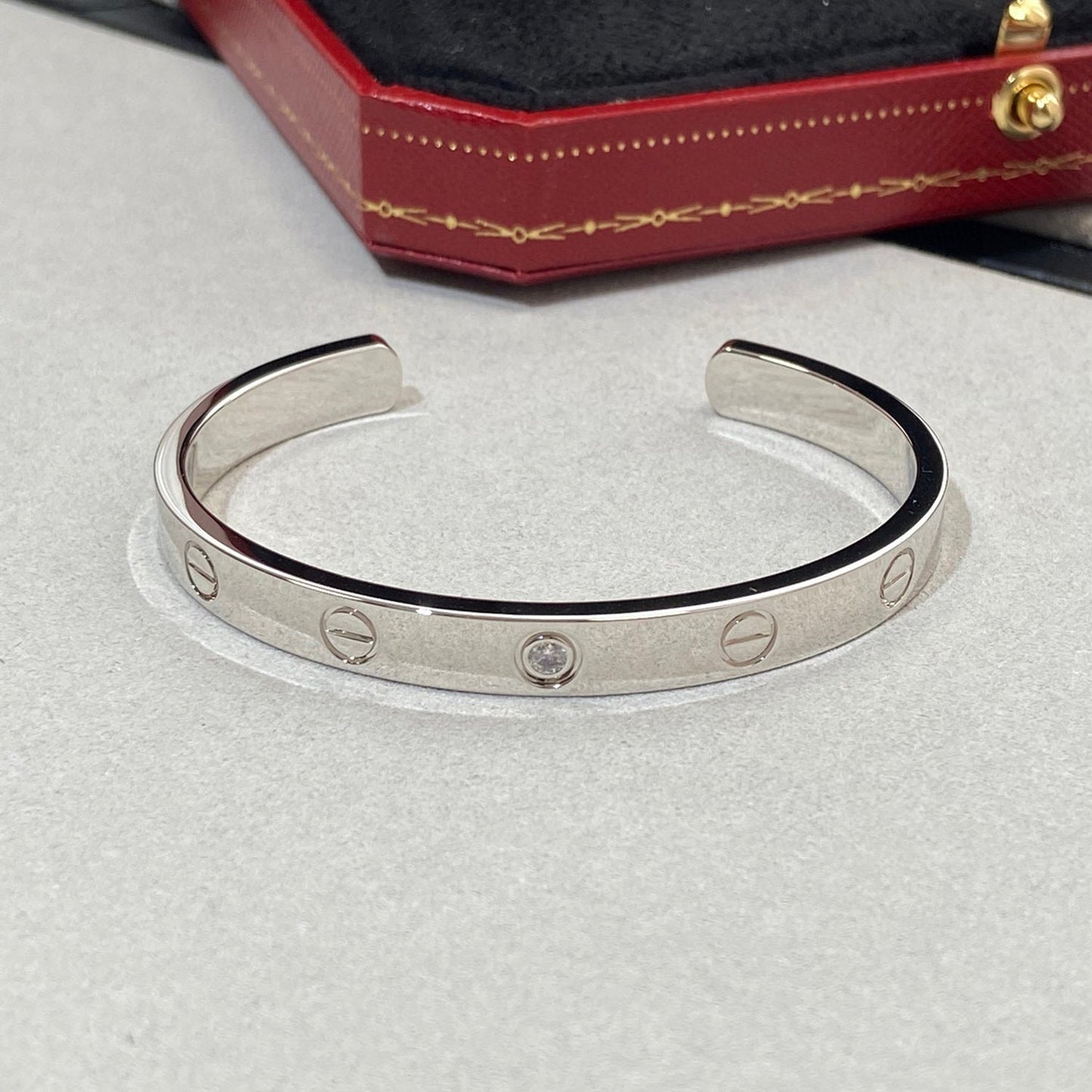 [RAFFINE]LOVE BRACELET 6.1MM 1 DIAMOND OPEN CUFF