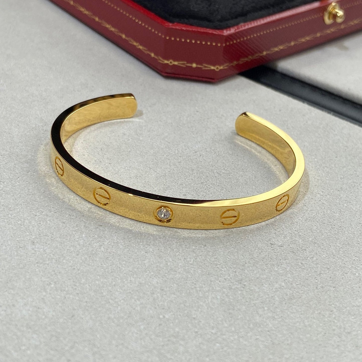 [RAFFINE]LOVE BRACELET 6.1MM 1 DIAMOND OPEN CUFF