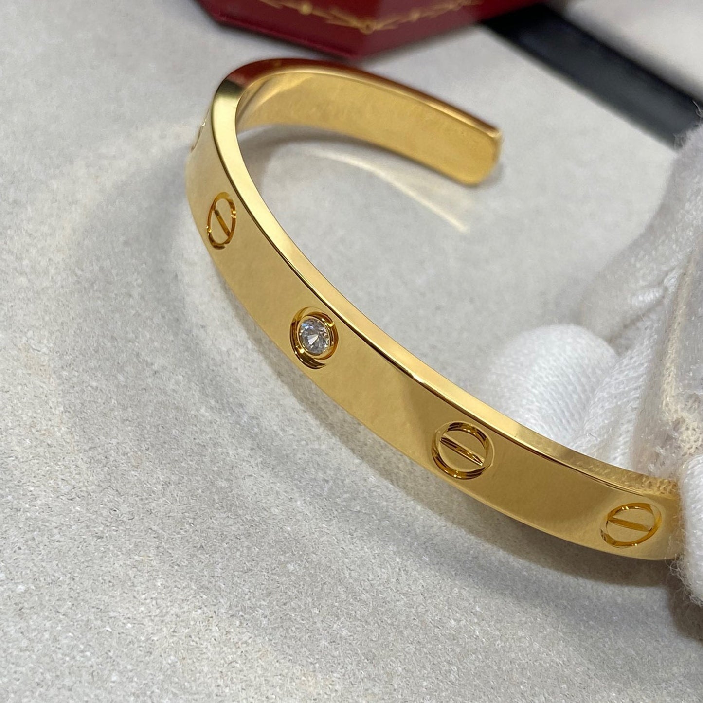 [RAFFINE]LOVE BRACELET 6.1MM 1 DIAMOND OPEN CUFF