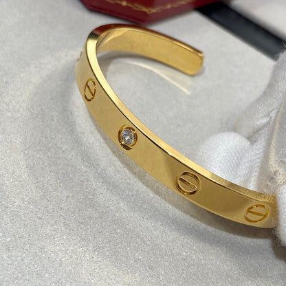 [RAFFINE]LOVE BRACELET 6.1MM 1 DIAMOND OPEN CUFF