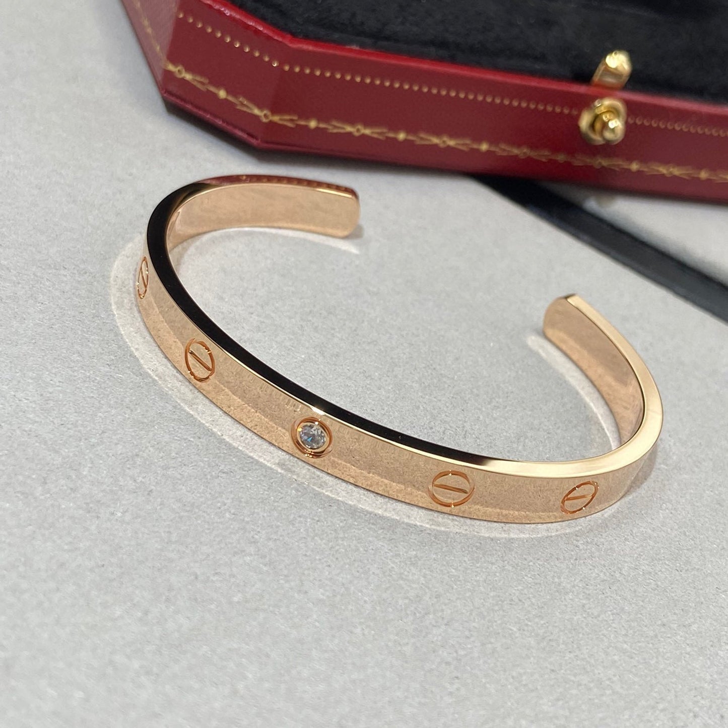 [RAFFINE]LOVE BRACELET 6.1MM 1 DIAMOND OPEN CUFF
