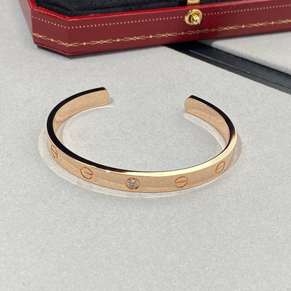 [RAFFINE]LOVE BRACELET 6.1MM 1 DIAMOND OPEN CUFF