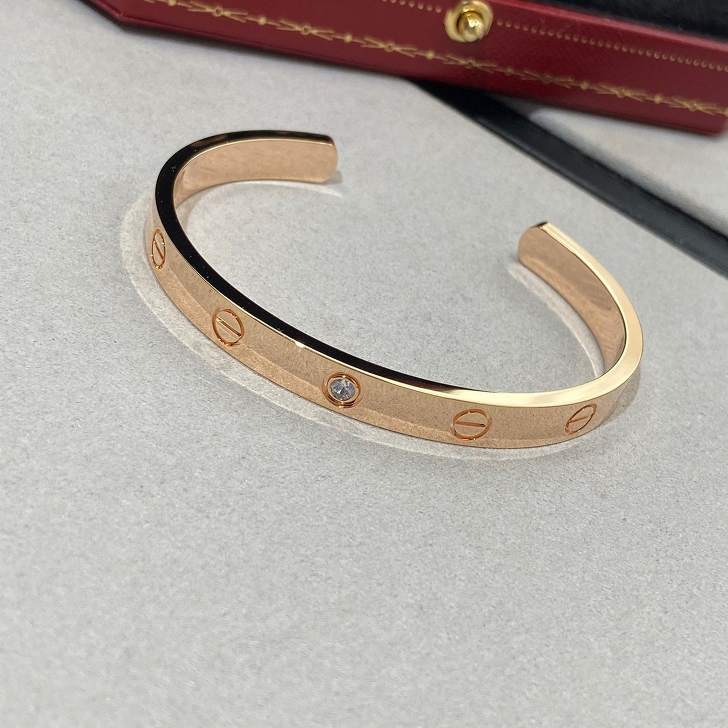 [RAFFINE]LOVE BRACELET 6.1MM 1 DIAMOND OPEN CUFF