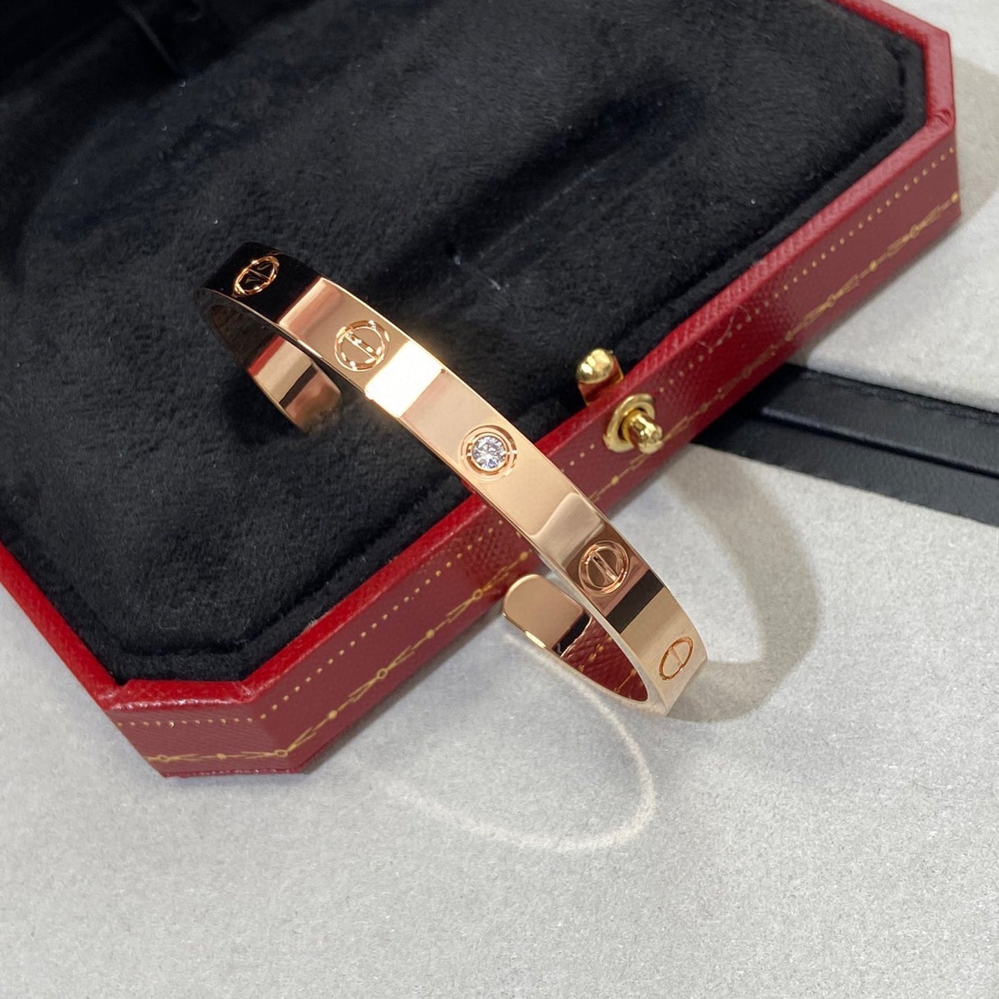 [RAFFINE]LOVE BRACELET 6.1MM 1 DIAMOND OPEN CUFF