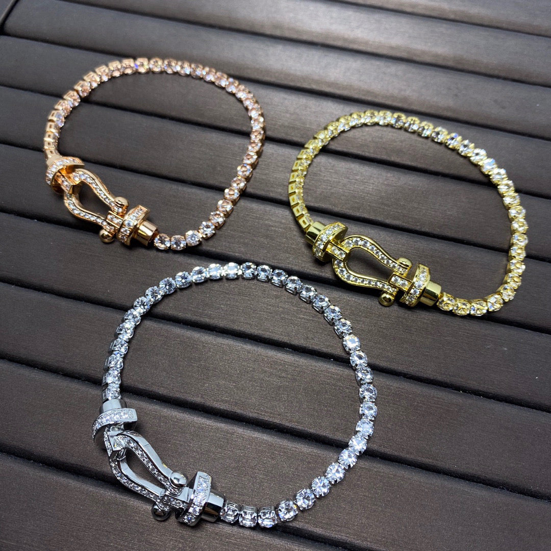 [RAFFINE]FORCE  LARGE HORSESHOE FULL DIAMOND TENNIS BRACELET