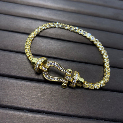 [RAFFINE]FORCE  LARGE HORSESHOE FULL DIAMOND TENNIS BRACELET