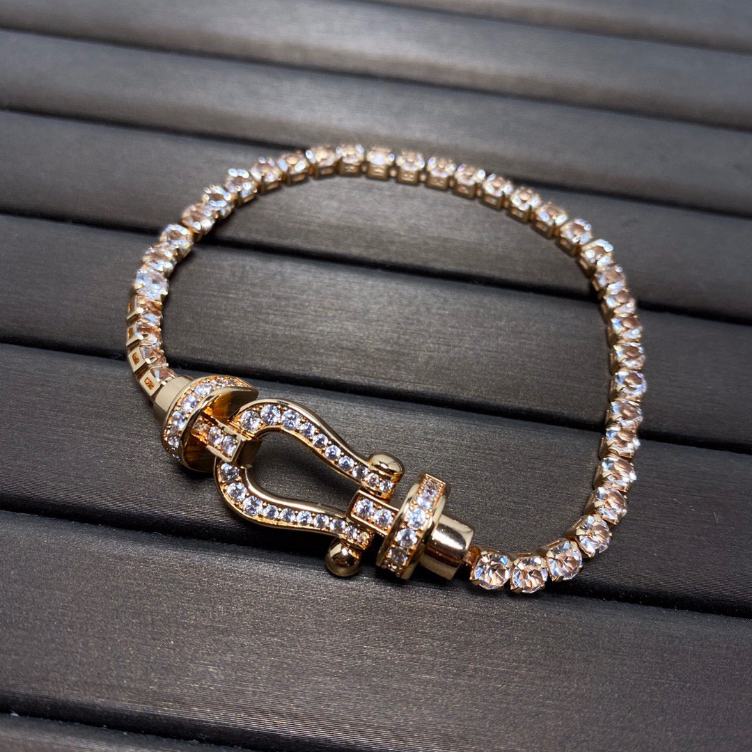 [RAFFINE]FORCE  LARGE HORSESHOE FULL DIAMOND TENNIS BRACELET