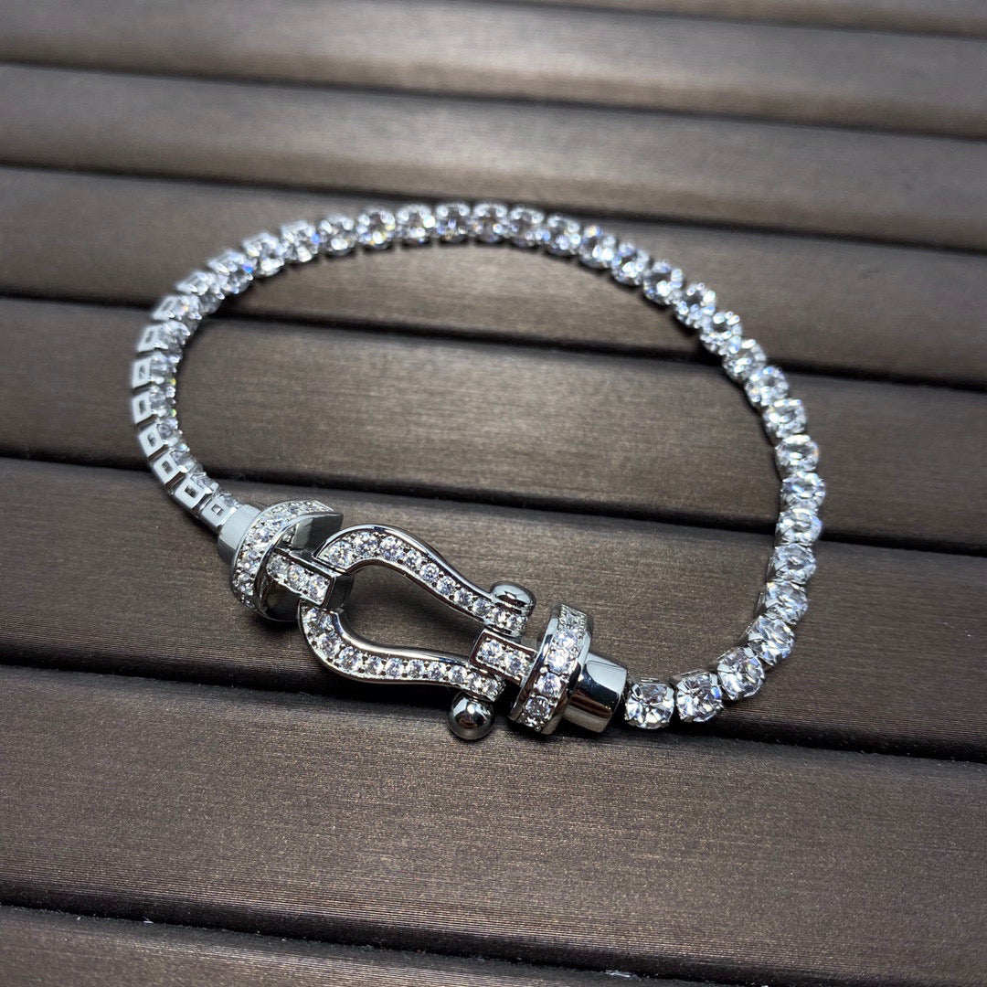 [RAFFINE]FORCE  LARGE HORSESHOE FULL DIAMOND TENNIS BRACELET