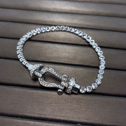 [RAFFINE]FORCE  LARGE HORSESHOE FULL DIAMOND TENNIS BRACELET