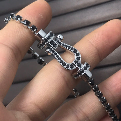 [RAFFINE]FORCE  LARGE HORSESHOE FULL DIAMOND TENNIS BRACELET