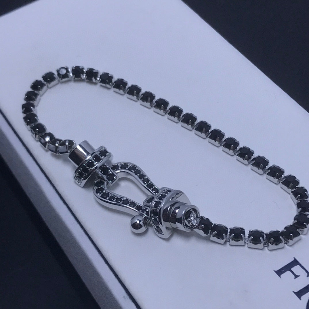 [RAFFINE]FORCE  LARGE HORSESHOE FULL DIAMOND TENNIS BRACELET