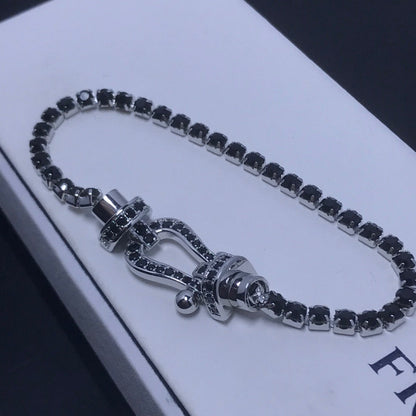 [RAFFINE]FORCE  LARGE HORSESHOE FULL DIAMOND TENNIS BRACELET