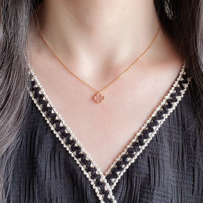 [RAFFINE]CLOVER 15MM PINK MOTHER-OF-PEARL SINGLE FLOWER NECKLACE