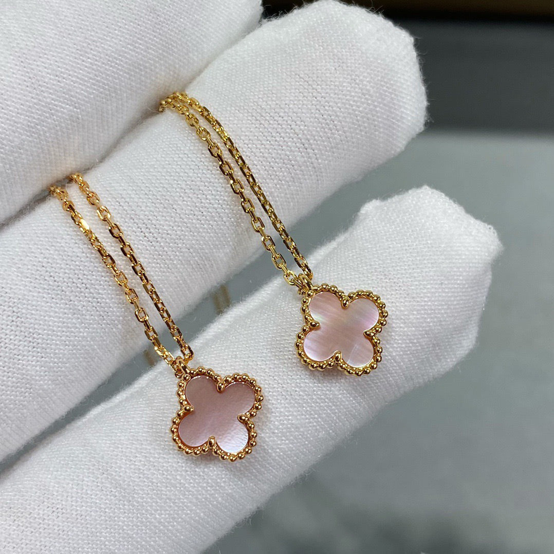 [RAFFINE]CLOVER 15MM PINK MOTHER-OF-PEARL SINGLE FLOWER NECKLACE