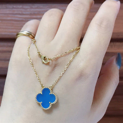 [RAFFINE]CLOVER 15MM BLUE AGATE NECKLACE