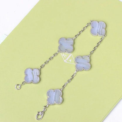 [RAFFINE] CLOVER 5 MOTIF PURPLE CHALCEDONY BRACELET COLLECTION