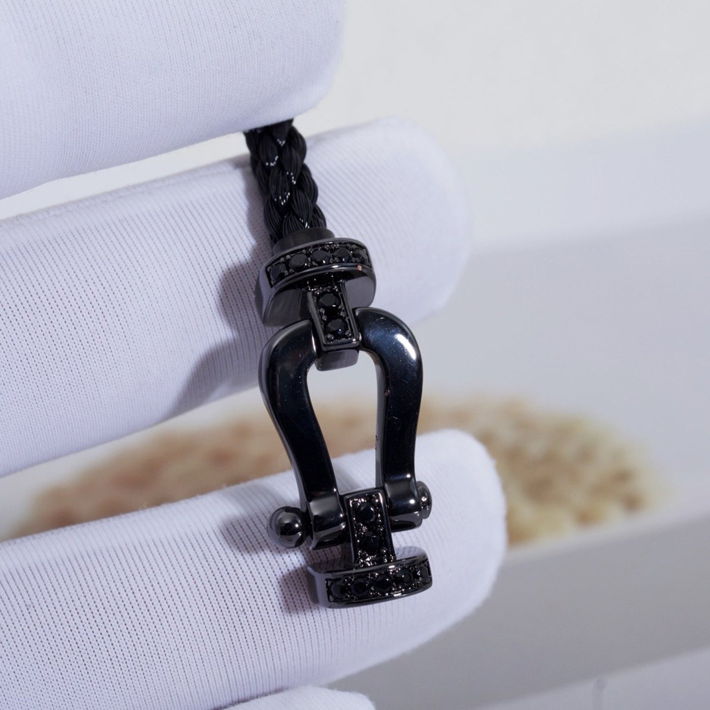 [RAFFINE]FORCE LARGE SERIES HORSESHOE BLACK SAMURAI BRACELET