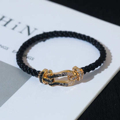 [RAFFINE]FORCE LARGE HORSESHOE BLACK WHITE DIAMOND BRACELET SILVER