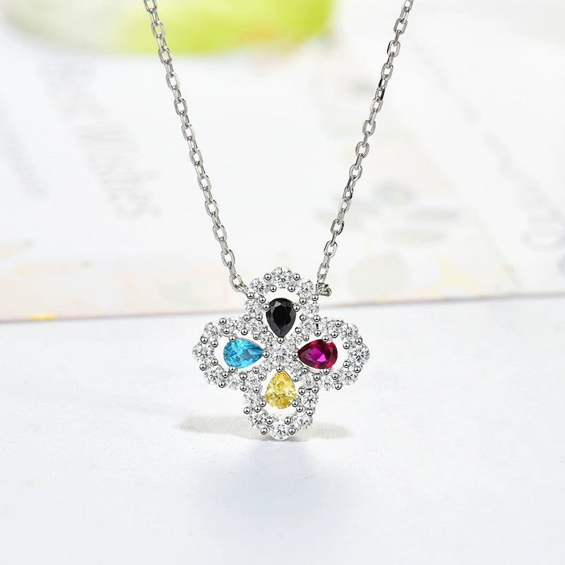[RAFFINE]LOOP NECKLACE FULL MOTIF DIAMOND 16MM MULTIPLE COLORS