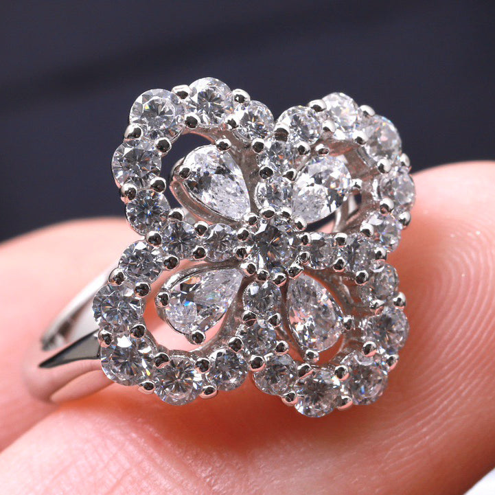 [RAFFINE]LOOP RING FULL MOTIF DIAMOND 16MM SILVE