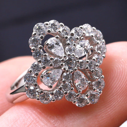 [RAFFINE]LOOP RING FULL MOTIF DIAMOND 16MM SILVE