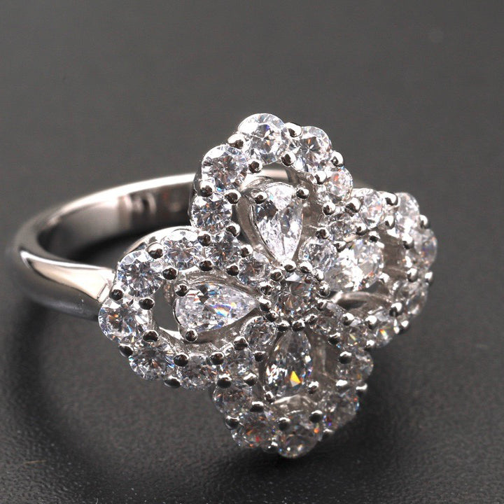 [RAFFINE]LOOP RING FULL MOTIF DIAMOND 16MM SILVE