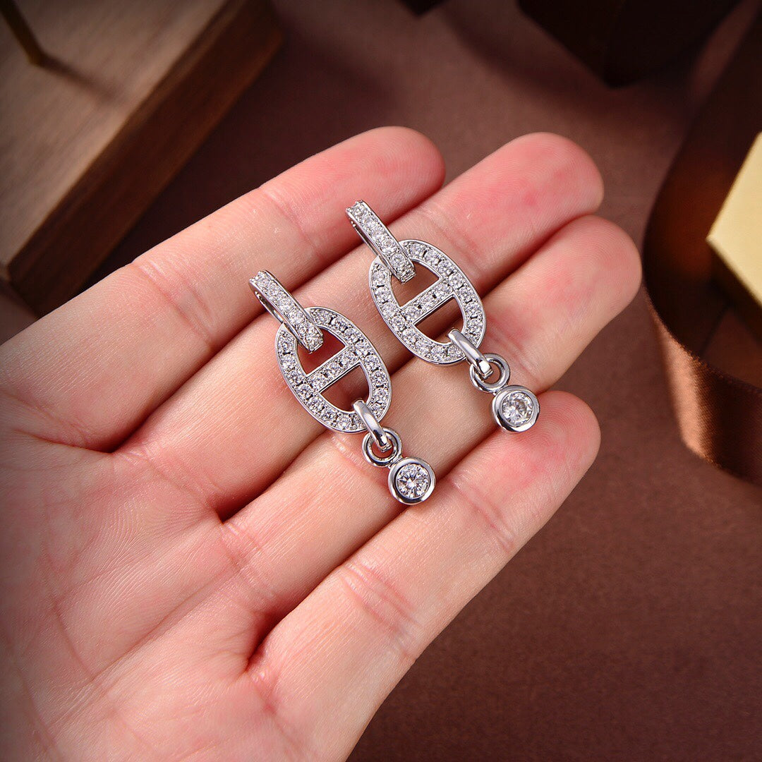 [RAFFINE]HM CHAINE DIAMOND EARRINGS