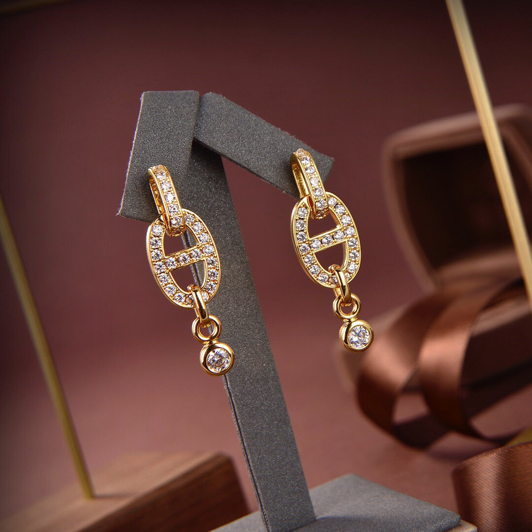 [RAFFINE]HM CHAINE DIAMOND EARRINGS