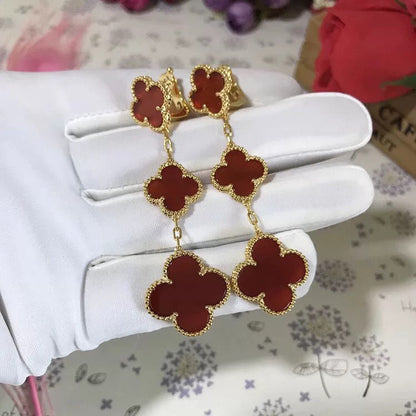 [RAFFINE]CLOVER 3 MOTIF CARNELIAN DROP EARRINGS