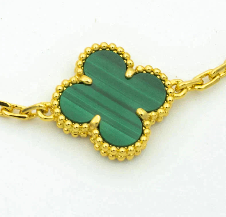 [RAFFINE] CLOVER 5 MOTIF MALACHITE BRACELET COLLECTION