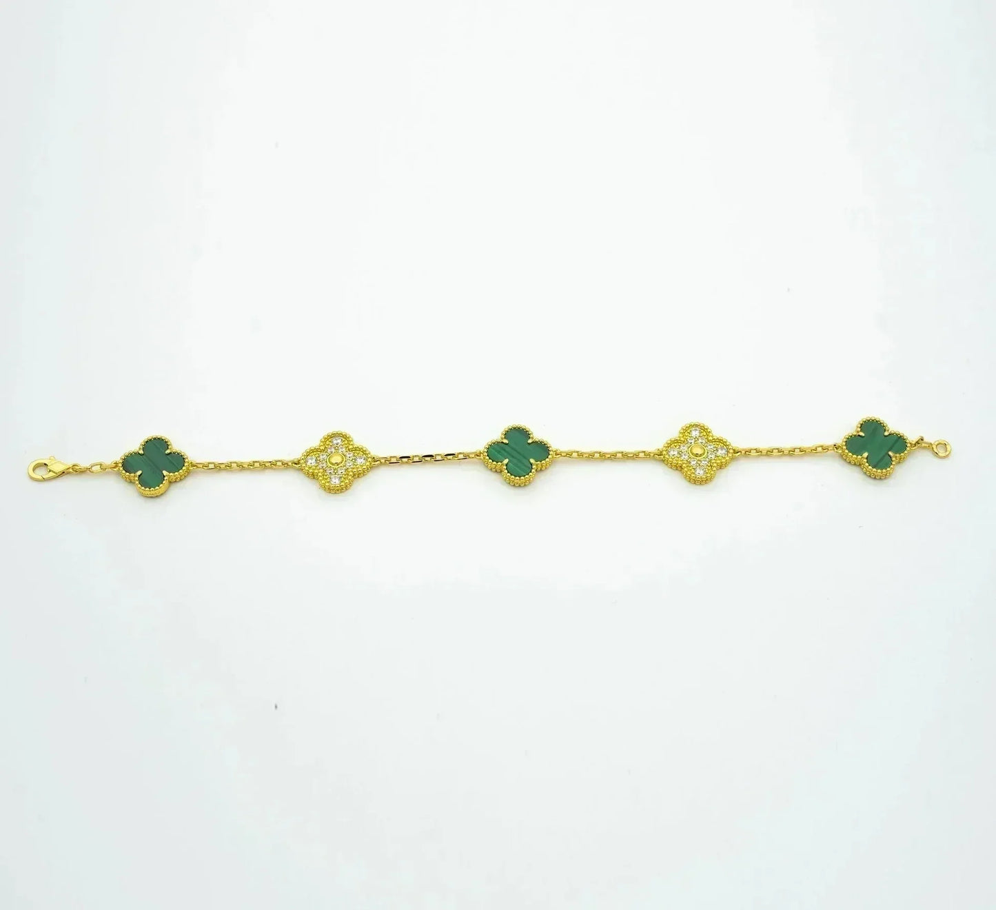 [RAFFINE] CLOVER 5 MOTIF MALACHITE BRACELET COLLECTION