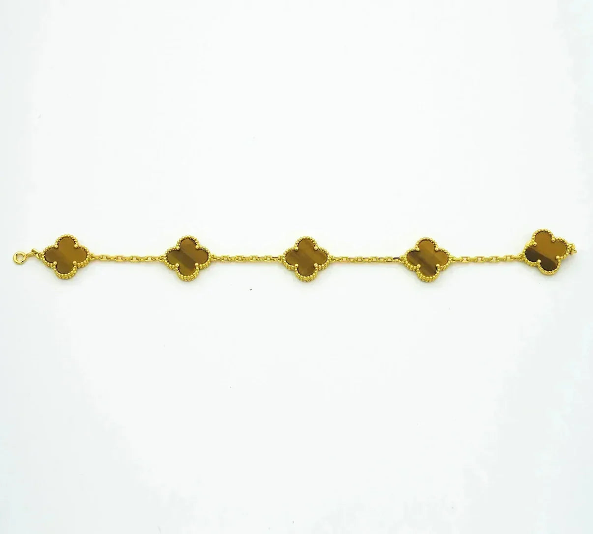 [RAFFINE] CLOVER 5 MOTIFS TIGER EYE BRACELET COLLECTION