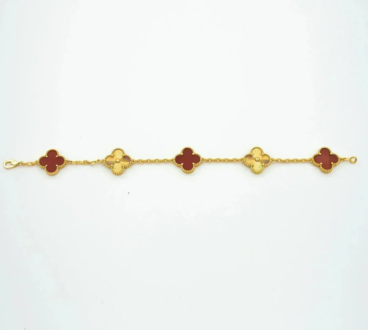 [RAFFINE] CLOVER 5 MOTIF RED CORNELIAN BRACELET COLLECTION