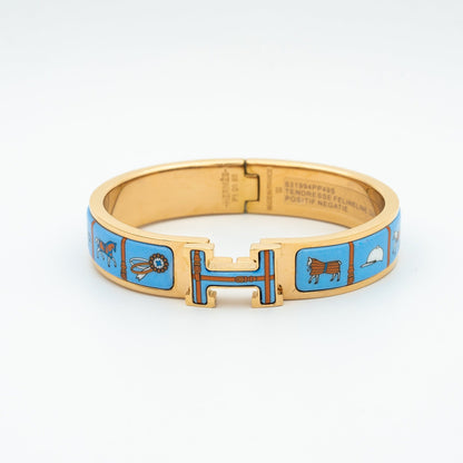 [RAFFINE]H PINK GOLD BRACELET BLUE CERAMIC
