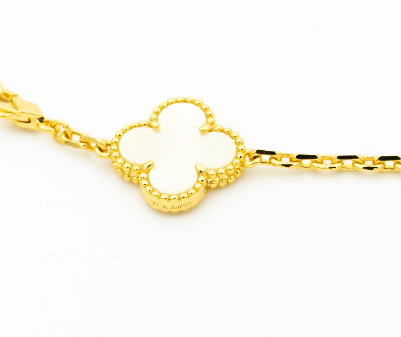 [RAFFINE]CLOVER BRACELET 5 MOTIFS ONYX MOP