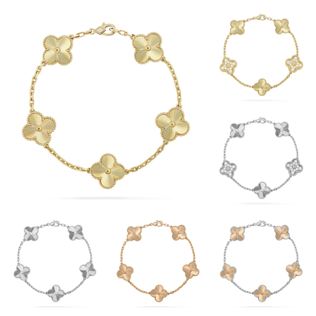 [RAFFINE] CLOVER 5 MOTIF LASER BRACELET COLLECTION