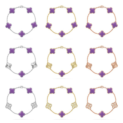 [RAFFINE]CLOVER 5 MOTIF LIGHT PURPLE BRACELET COLLECTION