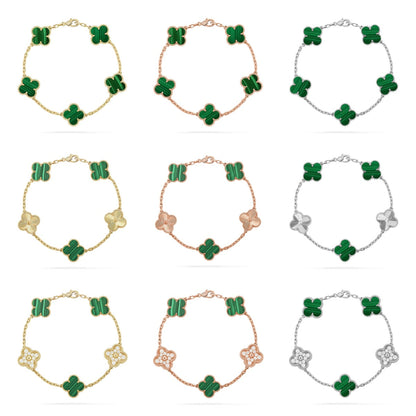[RAFFINE] CLOVER 5 MOTIF MALACHITE BRACELET COLLECTION