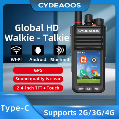 Touch Radio Real PTT WIFI 2G 4G Handheld POC 8000 km Global Coverage New Zello Android 9.1 Intelligent   Walkie Talkie